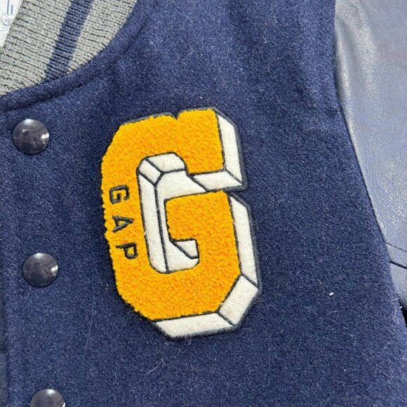 Baby Gap 4T Faux Leather Wool Letterman Bomber Stylish Spring Jacket - Picture 5 of 15